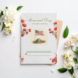 Printable Memorial Day with military helmet Card