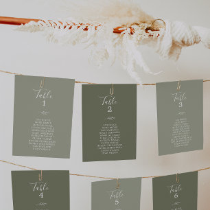 Printable Minimal Leaf Dark Green Seating Cards