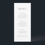 Printable Minimalist Grey Text Wedding Menu Card<br><div class="desc">Printable Minimalist Grey Text Wedding Menu Card.  Available digitally and printed. This modern design is easy to personalise with your menu details. You can also change text and background colour to match your own wedding colour theme if you wish via the Customise Further option.</div>