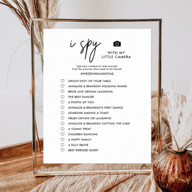 Printable Minimalist I Spy Wedding Photo Hunt Game Poster (Creator Uploaded)