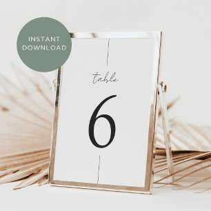 Printable Modern Minimal Script Table Number