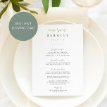 Printable Modern Minimal Script Wedding Menu Card<br><div class="desc">Designed to match our Inline wedding invitations. A beautiful typography based design with a minimalist feel,  featuring modern ash black handwritten script and classic serif lettering. Personalise with your menu items using eight custom text fields. Choose professional printing and shipping,  or select Instant Download for a digital printable option.</div>