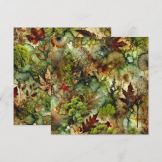 Printable Mossy Fall Forest Alcohol Ink Scrapbook Invitation