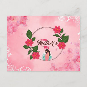 Printable Mothers Day Card, Printable Floral Greet Holiday Postcard