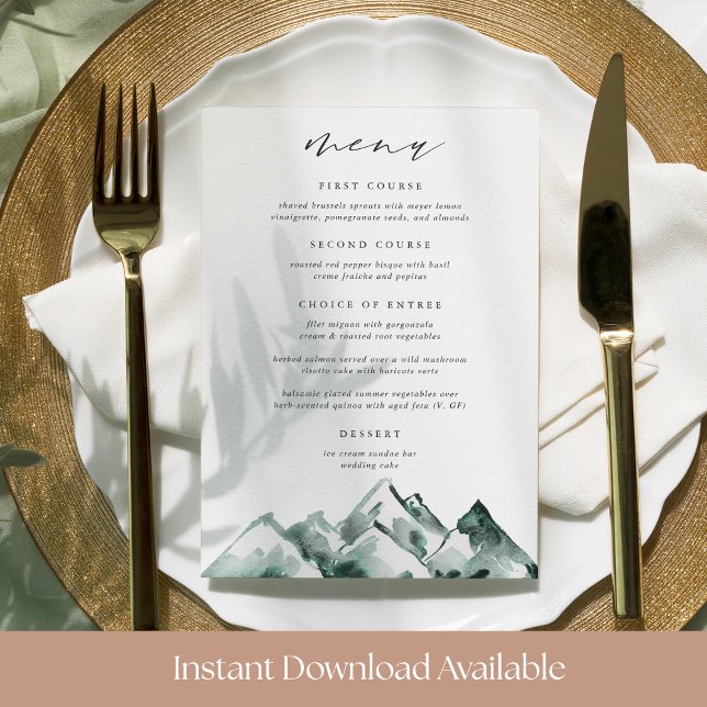 Printable Mountain Wedding Menu Card (Creator Uploaded)