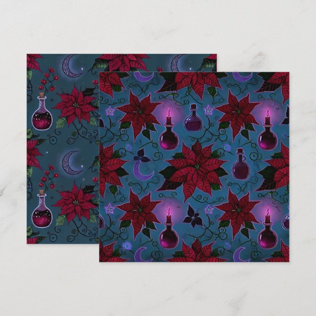 Printable Nightshade Poinsettia Potions Scrapbook Invitation (Front/Back)