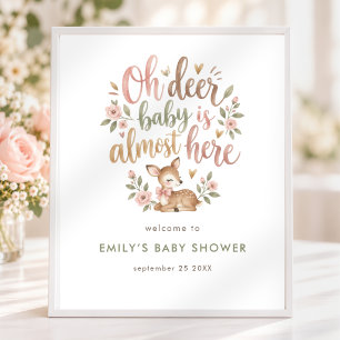 Printable Oh Deer Woodland Welcome Baby Shower Poster