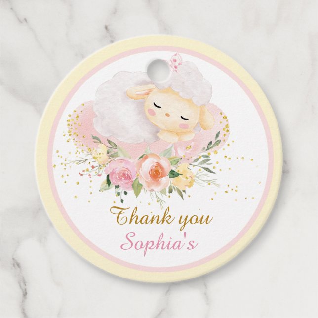 Printable Personalised Christening Lamb Favour Tags (Front)