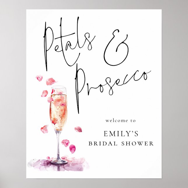 Printable Petals Prosecco Welcome to Bridal Shower Poster (Front)