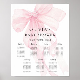 Printable Pink Bow Baby Shower Seating Chart