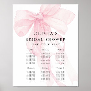 Printable Pink Bow Bridal Shower Seating Chart