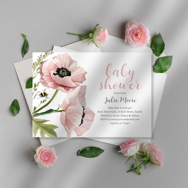 Printable Pink Poppy Baby Shower Invitation (Creator Uploaded)