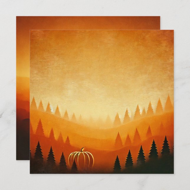 Printable Pumpkin Harvest Autumnal Ombre Scrapbook Invitation (Front/Back)