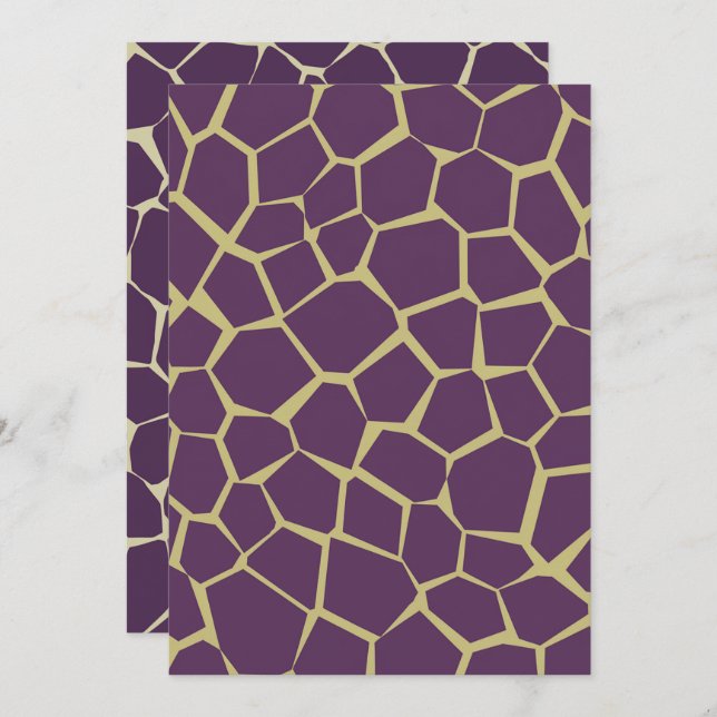 Printable Purple & Gold Giraffe Print Scrapbook Invitation (Front/Back)