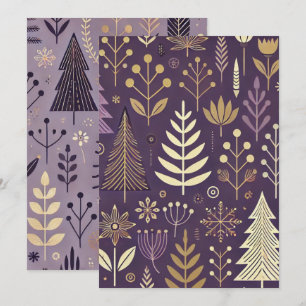 Printable Purple & Gold Scandinavian Nature Invitation