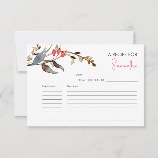Printable Recipe Cards Berries & Botanicals (Front)