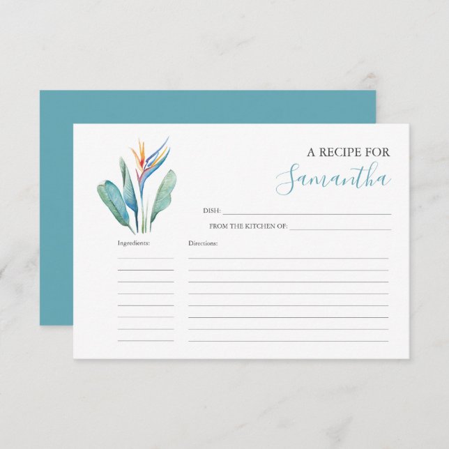 Printable Recipe Cards Watercolor Flowers (Front/Back)