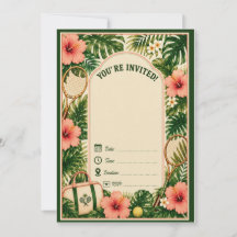 Printable Retro Tennis Birthday Invitation Blank