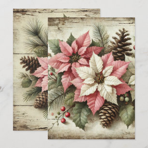 Printable Rustic Watercolor Winter Poinsettia Invitation