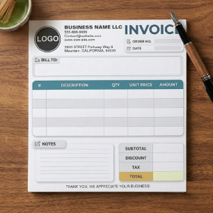 Printable Sales Invoice Order for Business   Logo  Notepad