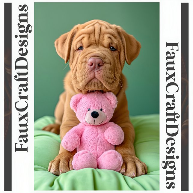 Printable Shar-pei Cute Pet Dog & Pink Teddy 129 Poster (Creator Uploaded)