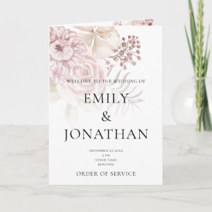 Printable Simple Church Folded Wedding Program Card