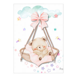 Printable Sleeping Teddy Bear Wall Art 