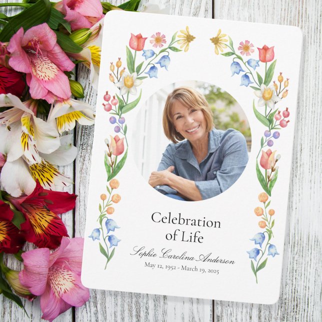 Printable Spring Flora Celebration of Life Program Invitation (Creator Uploaded)