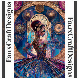 Printable Steampunk Ballerina Blue Faux Mosaic 060 Tissue Paper