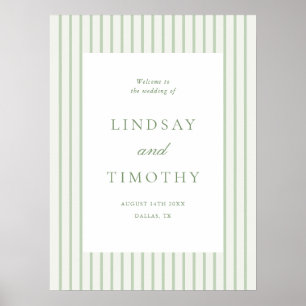 Printable Striped Sage Green Wedding Welcome Poster