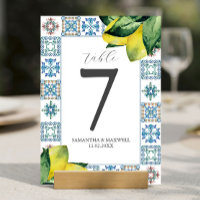 Printable Table Number Amalfi Tile & Lemons
