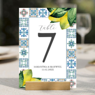 Printable Table Number Amalfi Tile & Lemons