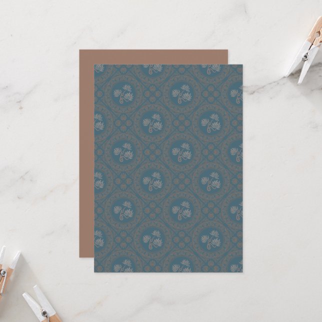 Printable Tapestry Rococo Mandala Diamond Tile Invitation (Front/Back In Situ)