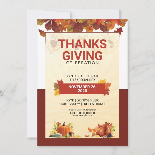 Printable Thanksgiving Party Flyer template (Front)
