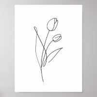 Printable Tulip Line Drawing minimal, art floral