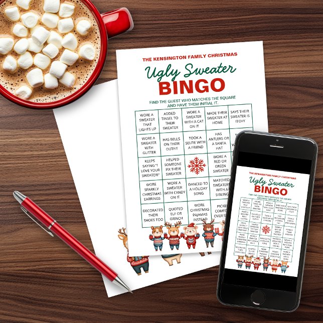 Printable Ugly Sweater Bingo Game Holiday Card (Creator Uploaded)