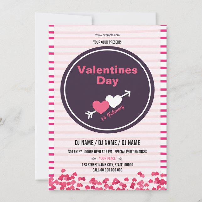 Printable Valentines Party Flyer Template (Front)