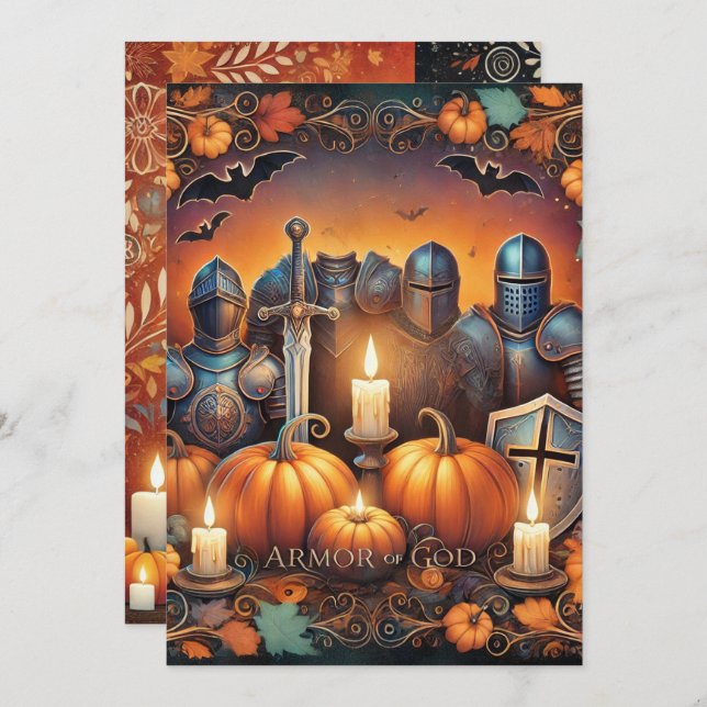 Printable Vibrant Christian Halloween Armour of Go Invitation (Front/Back)