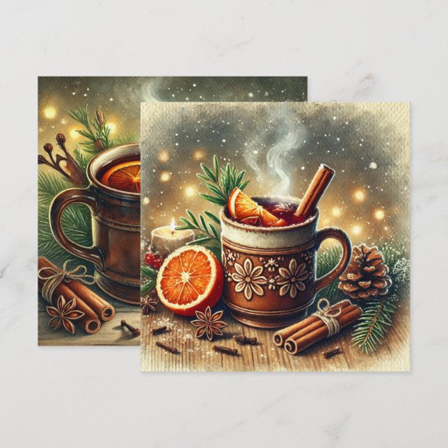 Printable Vintage Christmas Mulled Apple Cider Invitation (Front/Back)