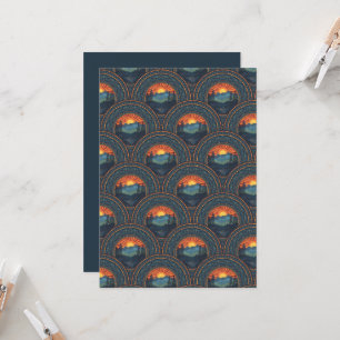 Printable Vintage Wilderness Sunset Mandala Scales Invitation