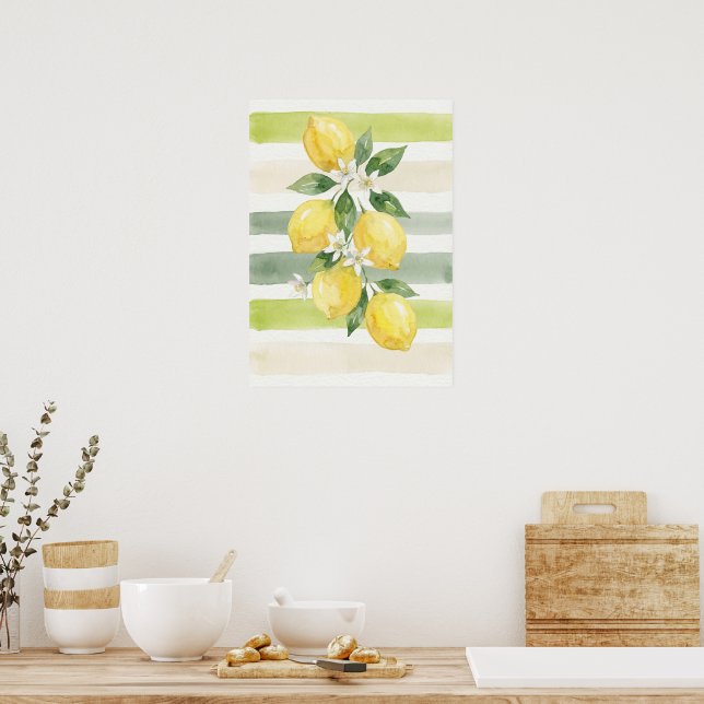 Printable Wall Art Lemon Watercolor Botanical  (Kitchen)