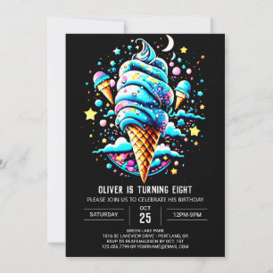 Printable Watercolor Chic Boy Ice Cream Birthday Invitation