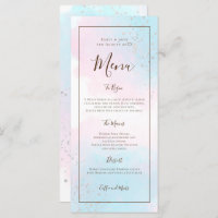 Printable Watercolor Pink Blue Silver Wedding Menu