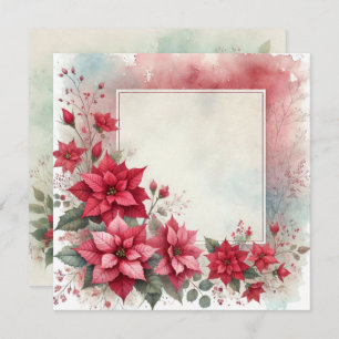 Printable Watercolor Poinsettia Frame Scrapbook Invitation