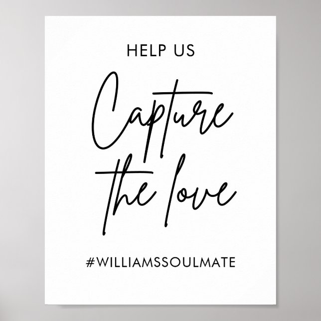 Printable Wedding Capture The Love Hashtag Sign (Front)