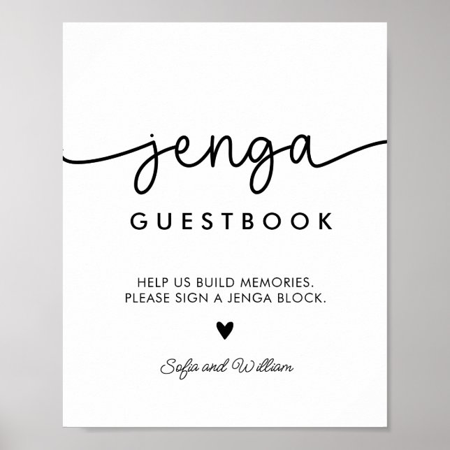 Printable Wedding Jenga Guest Book Sign (Front)