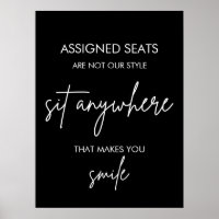 Printable Wedding No Assigned Seats Sign Black
