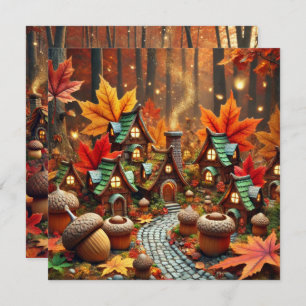 Printable Whimsical Autumn Fairy Village Scrapbook Invitation