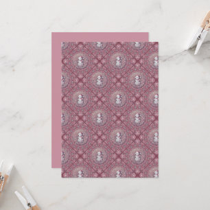 Printable Whimsical Pink Snowman Mandala Geo Tile Invitation
