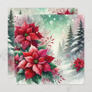 Printable Whimsical Winter Wonderland Poinsettia Invitation